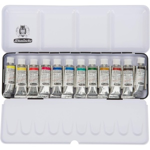 image:imageSchmincke  HORADAM AQUARELL color box basic assortment 12 x 5 ml tubes 74112097 metal box painting set finest premium watercolors017 Fl Oz Pack of 12